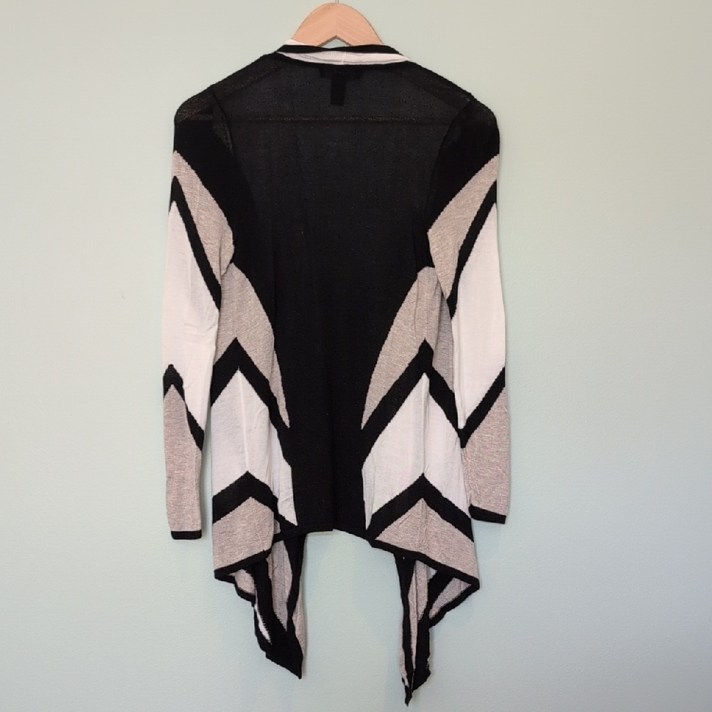 Black, Cream, & Tan Open Front Cardigan - Picture 3 of 4